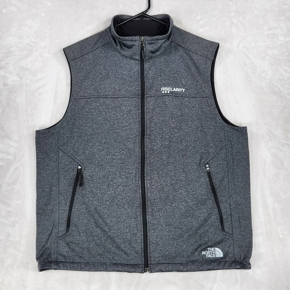 The North Face Vest Mens XL Gray Softshell Fleece Full Zip Outdoor NF0A3LGZ